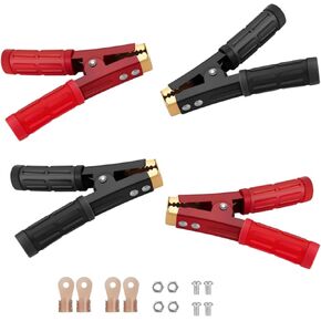4Pcs Jumper Cable Clamps Heavy Duty Pure Copper Alligator Clips, 12V 500-1000A Car Battery Charger Clamps Crocodile Clips Jumper Cable Ends for All Kinds of Cars and Boats