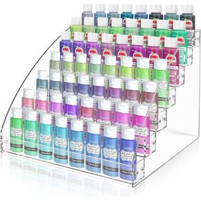 Vowcarol Clear Acrylic Paint Organizer 7 Tiers, Model Paint Organizer Miniature Paint Holder 7 Layers Paint Storage Rack, Craft Paint Organizer Rack