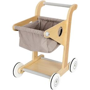 Wooden Shopping Trolley Little Shopper Role Play Pretend Food Kids Toy Cart