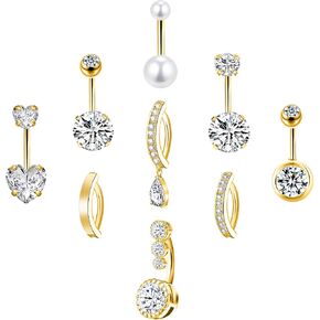 LEE&RO Gold Belly Button Ring Gold Belly Button Piercing Belly Ring for Women Surgical Steel Belly Button Rings 14G Navel Ring Belly Piercing Jewelry