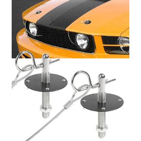 2PCS Hood Pins,Hood Pins Kit for Car,Car Accessories Hood Pin, Stainless Steel Hood Pin Lock Clip with Racing Lanyard,Car Modified Accessory Hood Lock,Suitable for Most Car Truck SUV