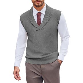 Beotyshow Mens Shawl Collar Pullover Sweater Vests V Neck Sleeveless Knitted Sweaters