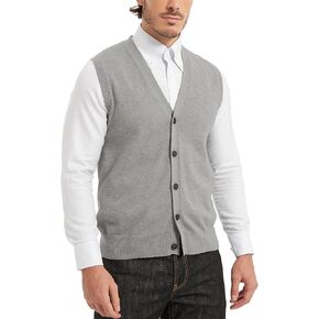 Kallspin Men’s Button Down Sweater Vest Lightweight Knitted Pure Cotton V-Neck Sleeveless Cardigans in Kuwait