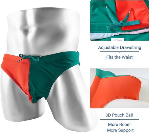 YINYOUYU Mens Swim Briefs Bikini Drawstring Swimwear Beach Board Surf Quick Dry Swimsuits Trunks in Kuwait