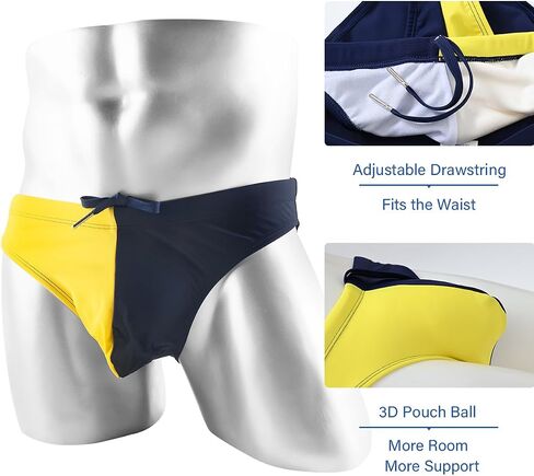YINYOUYU Mens Swim Briefs Bikini Drawstring Swimwear Beach Board Surf Quick Dry Swimsuits Trunks in Kuwait