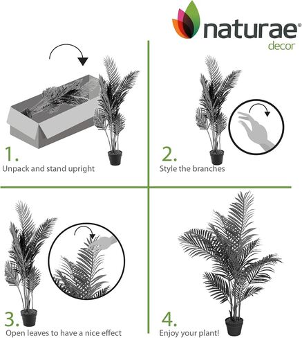 نبات نخيل الأريكا من Naturae Decor - نبات منزلي صناعي داخلي وخارجي نابض بالحياة - مقاوم للأشعة فوق البنفسجية بارتفاع 47 بوصة in Kuwait