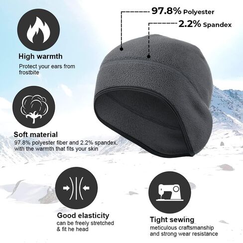 WTACTFUL 2 Pieces Warm Beanie Earflaps Men - Winter Thermal Fleece Skull Cap - Under Helmet Liner Ski Cycling - Watch Cap in Saudi Arabia