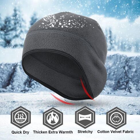 WTACTFUL 2 Pieces Warm Beanie Earflaps Men - Winter Thermal Fleece Skull Cap - Under Helmet Liner Ski Cycling - Watch Cap in Saudi Arabia