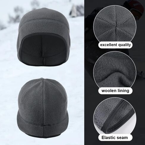 WTACTFUL 2 Pieces Warm Beanie Earflaps Men - Winter Thermal Fleece Skull Cap - Under Helmet Liner Ski Cycling - Watch Cap in Saudi Arabia