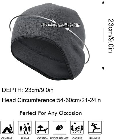 WTACTFUL 2 Pieces Warm Beanie Earflaps Men - Winter Thermal Fleece Skull Cap - Under Helmet Liner Ski Cycling - Watch Cap in Saudi Arabia