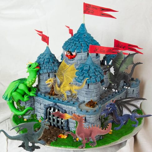 Large Dragon Toys, 6Pcs Dragon Action Figures Set Plastic Flying Dragon Figurines Toy for Kids Adults, Realistic Ancient Dragon Toys Cake Toppers for Kids Children Adults Birthday Party Decorations in Saudi Arabia