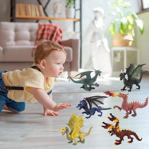 Large Dragon Toys, 6Pcs Dragon Action Figures Set Plastic Flying Dragon Figurines Toy for Kids Adults, Realistic Ancient Dragon Toys Cake Toppers for Kids Children Adults Birthday Party Decorations in Saudi Arabia
