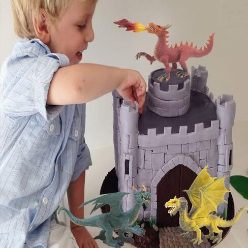 Large Dragon Toys, 6Pcs Dragon Action Figures Set Plastic Flying Dragon Figurines Toy for Kids Adults, Realistic Ancient Dragon Toys Cake Toppers for Kids Children Adults Birthday Party Decorations in Saudi Arabia