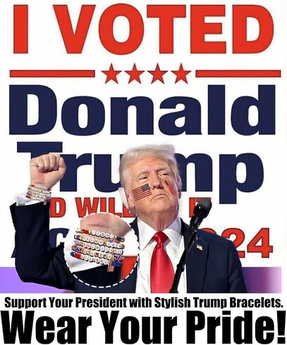 أساور Goldwise 2024 Trump Friendship - 5 قطع، أساور MAGA & FIGHT & USA، ملصقات وشم العلم، بضائع Trump، أساور خرز حمراء وزرقاء ADT001M01 in Kuwait