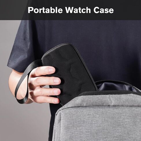 حقيبة سفر ProCase للرجال والنساء، 3 فتحات للساعة، صندوق ساعة سفر، بكرة ساعة سفر محمولة، منظم حامل ساعات صلب للرجال مع وسادة ناعمة مقاومة للصدمات - 3 فتحات، أسود رمادي in Saudi Arabia