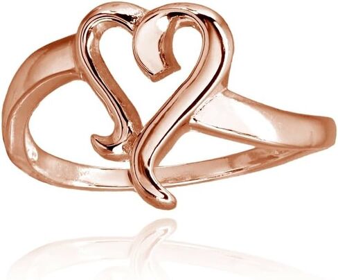 Hoops & Loops Sterling Silver Polished Midi Stackable Heart Promise Ring in Saudi Arabia