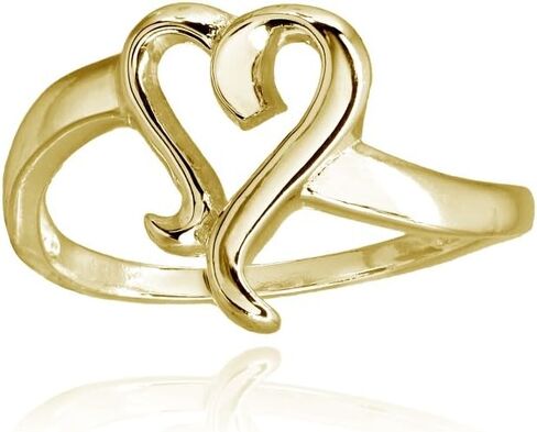 Hoops & Loops Sterling Silver Polished Midi Stackable Heart Promise Ring in Saudi Arabia