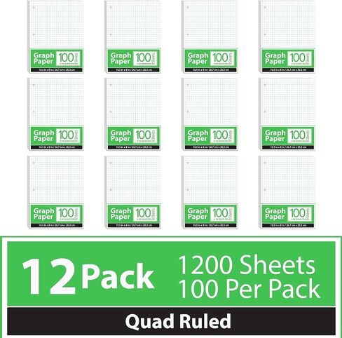 Graph Paper, Loose Leaf Graph Paper (3 Pack), 4 x 4 An Inch Quad Ruled Graph Paper, 10.5" x 8" Graphing Paper, 100 Per Sheets Per Pack, 60 gsm (3 Pack) in Kuwait