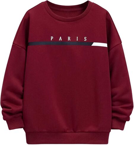 GORGLITTER Boy's Letter Graphic Crewneck Sweatshirt Long Sleeve Drippy Pullover Tops in Saudi Arabia