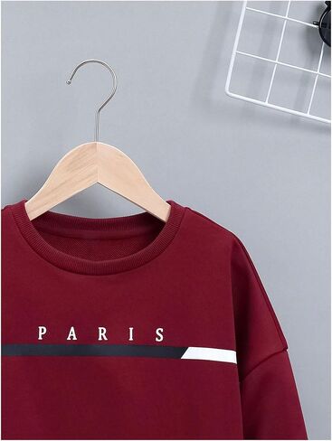 GORGLITTER Boy's Letter Graphic Crewneck Sweatshirt Long Sleeve Drippy Pullover Tops in Saudi Arabia