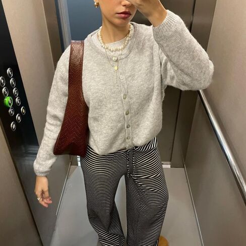 Women's Casual Cardigan Sweater Button Down Crewneck Soft Knit Lightweight Going Out Pullover Tops in Saudi Arabia