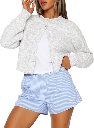 Trendy Queen Cropped Cardigan for Women Button Cotton Knit Y2k 2024 Fall Fashion Sweaters in Saudi Arabia