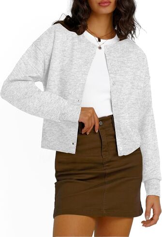 Trendy Queen Cropped Cardigan for Women Button Cotton Knit Y2k 2024 Fall Fashion Sweaters in Saudi Arabia