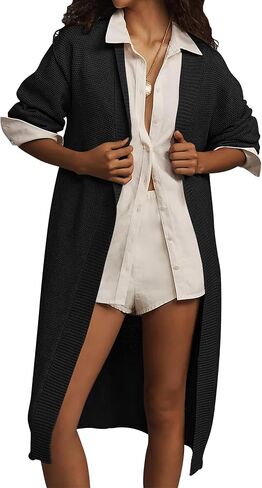 Cakulo Long Cardigan Sweaters for Women Fall Fashion 2024 Oversized Open Front Knit Pockets Cardigans Sweater Coat in Saudi Arabia