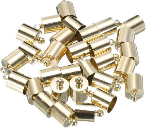 MECCANIXITY 30Pcs Cord End Caps 14mm End Cap Barrel Beads Kumihimo 10mm Dia End Caps Brass for Leather Cord, Tassels, Jewelry Making, Copper Tone in Saudi Arabia