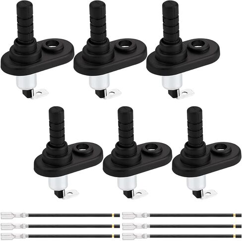 6Pcs 20A 12V DC Door Jamb Flange Light Hood Mount Pin Switch Nickel Plated Universal Door Pin Switch with Rubber Boot & Terminal Wires for Car Truck Boat in Saudi Arabia
