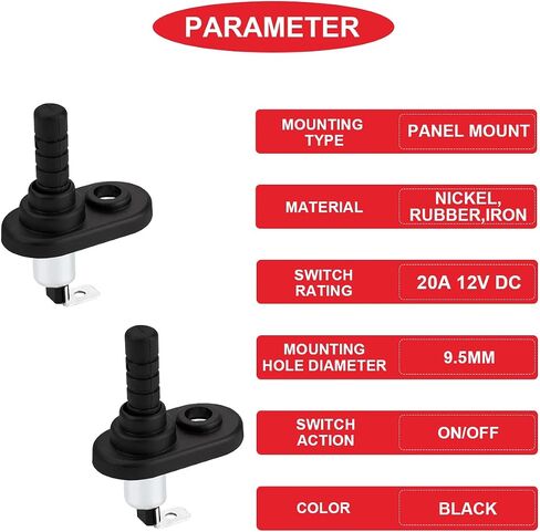 6Pcs 20A 12V DC Door Jamb Flange Light Hood Mount Pin Switch Nickel Plated Universal Door Pin Switch with Rubber Boot & Terminal Wires for Car Truck Boat in Saudi Arabia