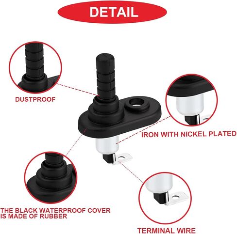 6Pcs 20A 12V DC Door Jamb Flange Light Hood Mount Pin Switch Nickel Plated Universal Door Pin Switch with Rubber Boot & Terminal Wires for Car Truck Boat in Saudi Arabia