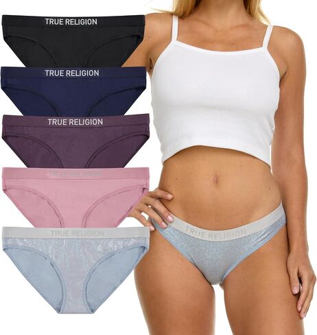 True Religion Womens Underwear Cotton Stretch Briefs, Underwear Women Pack of 5 in Saudi Arabia