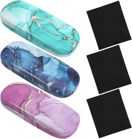 علبة نظارة مكونة من 3 قطع مع قطعة قماش للتنظيف، وحافظة نظارة ذات هيكل صلب وحافظة نظارة للقراءة للنساء والرجال in Kuwait