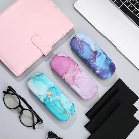 علبة نظارة مكونة من 3 قطع مع قطعة قماش للتنظيف، وحافظة نظارة ذات هيكل صلب وحافظة نظارة للقراءة للنساء والرجال in Kuwait