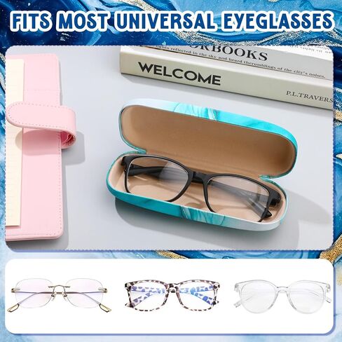 علبة نظارة مكونة من 3 قطع مع قطعة قماش للتنظيف، وحافظة نظارة ذات هيكل صلب وحافظة نظارة للقراءة للنساء والرجال in Kuwait