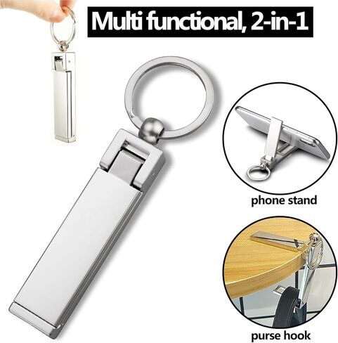 KISOY 2Pcs Purse Hook for Table 2-in-1 Table Wallet Hooks and Phone Holders, Foldable Handbag Hangers Purse Hanger Storage Bag Hook for Desk Portable (Silvery, S) in Saudi Arabia