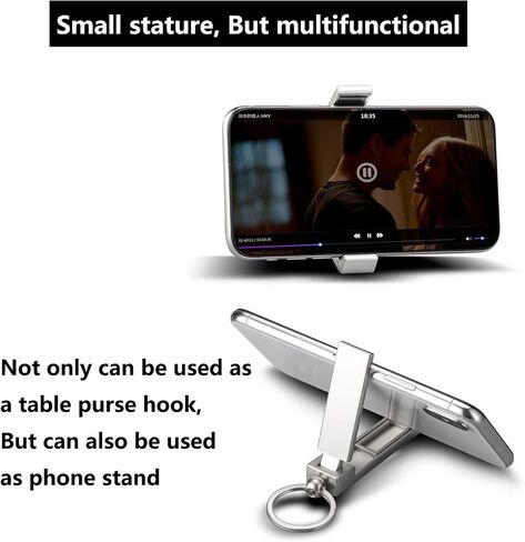 KISOY 2Pcs Purse Hook for Table 2-in-1 Table Wallet Hooks and Phone Holders, Foldable Handbag Hangers Purse Hanger Storage Bag Hook for Desk Portable (Silvery, S) in Saudi Arabia