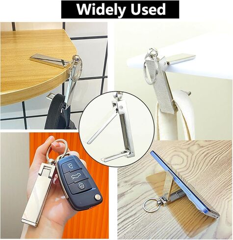 KISOY 2Pcs Purse Hook for Table 2-in-1 Table Wallet Hooks and Phone Holders, Foldable Handbag Hangers Purse Hanger Storage Bag Hook for Desk Portable (Silvery, S) in Saudi Arabia