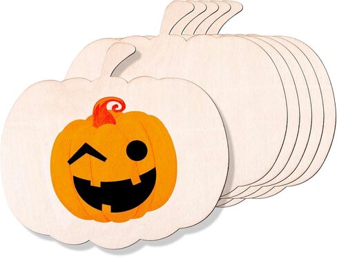 6 Pieces Large Wooden Pumpkin Cutouts 11 Inches Unfinished Wood Craft Cutout Blank Pumpkin Shape Cutout for Halloween Fall Thanksgiving Party DIY Craft Decoration Supplies (6) in Kuwait