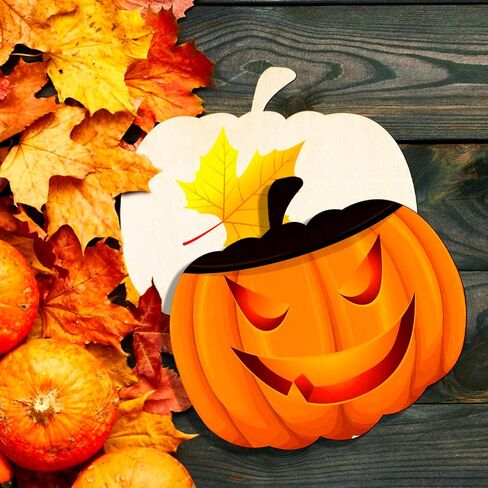 6 Pieces Large Wooden Pumpkin Cutouts 11 Inches Unfinished Wood Craft Cutout Blank Pumpkin Shape Cutout for Halloween Fall Thanksgiving Party DIY Craft Decoration Supplies (6) in Kuwait