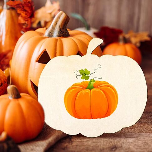 6 Pieces Large Wooden Pumpkin Cutouts 11 Inches Unfinished Wood Craft Cutout Blank Pumpkin Shape Cutout for Halloween Fall Thanksgiving Party DIY Craft Decoration Supplies (6) in Kuwait