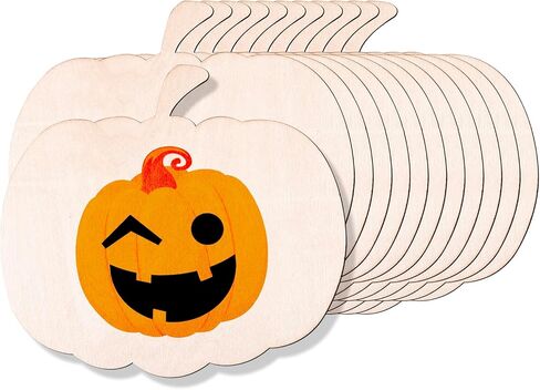 6 Pieces Large Wooden Pumpkin Cutouts 11 Inches Unfinished Wood Craft Cutout Blank Pumpkin Shape Cutout for Halloween Fall Thanksgiving Party DIY Craft Decoration Supplies (6) in Kuwait