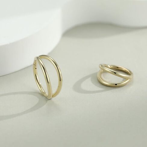 GAGABODY 14K الصلبة الذهب محارة ثقب المجوهرات اللولب القرط هوب مزدوجة مفتوحة كومة الأنف خواتم هوب الذهب الأصفر الحاجز خواتم 16 جرام الزنمة الغضروف Daith القرط المفصلي الجزء حلقات هوب خواتم الشفاه in Kuwait