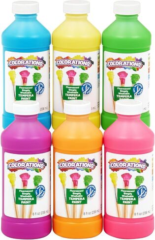 Colorations Washable Tempera Paint, Set of 6 Colors, 8oz Each, Non Toxic Paint, Vibrant Paint, Craft Paint Children, Art Supplies, Homeschool, Home School Use in Saudi Arabia