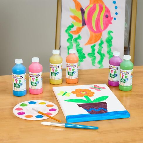 Colorations Washable Tempera Paint, Set of 6 Colors, 8oz Each, Non Toxic Paint, Vibrant Paint, Craft Paint Children, Art Supplies, Homeschool, Home School Use in Saudi Arabia