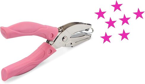 Star Shape Hole Handhold Single Paper Hole Punch for Paper and Crafts, 1/4 inch Puncher with Pink Soft Thick Silicone Cover in Kuwait