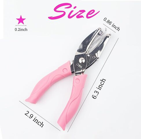 Star Shape Hole Handhold Single Paper Hole Punch for Paper and Crafts, 1/4 inch Puncher with Pink Soft Thick Silicone Cover in Kuwait
