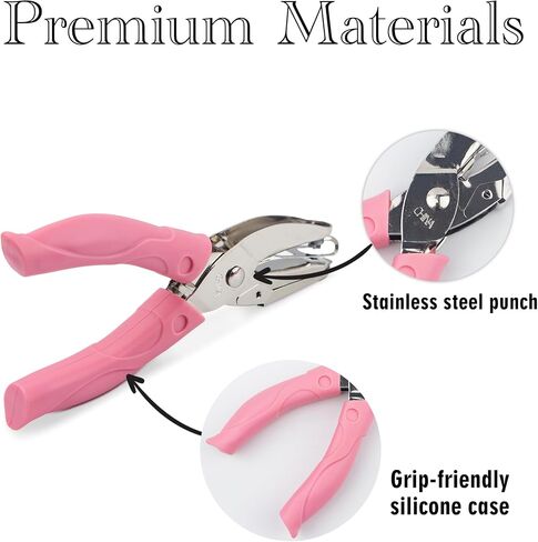 Star Shape Hole Handhold Single Paper Hole Punch for Paper and Crafts, 1/4 inch Puncher with Pink Soft Thick Silicone Cover in Kuwait