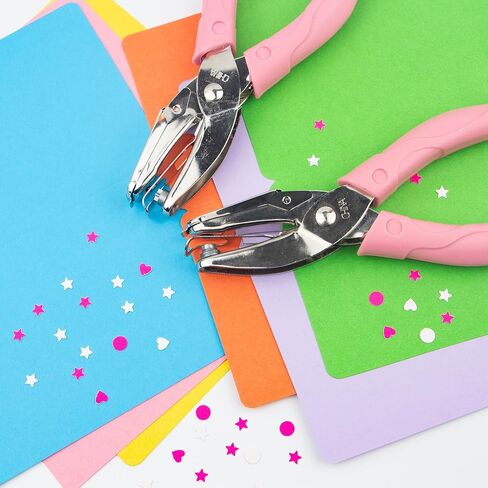 Star Shape Hole Handhold Single Paper Hole Punch for Paper and Crafts, 1/4 inch Puncher with Pink Soft Thick Silicone Cover in Kuwait